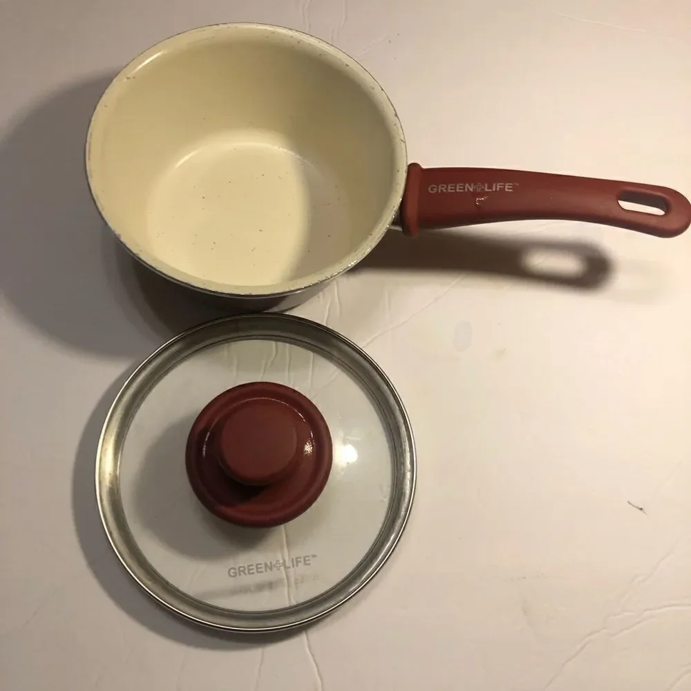 Green Life red enamel cookware. 1.5 qt